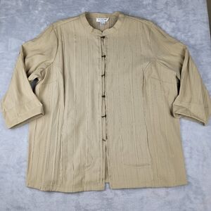 Citron Santa Monica Womens Jacket Top Bamboo Mandarin Collar  Lagenlook Size 2X
